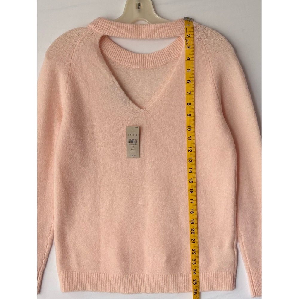 LOFT Petites Peach Cutout V-Back Choker Neck Knit Sweater MP NWT - Picture 4 of 7